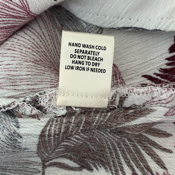 Skies Are Blue Tropical Palm Bat Wing Collared Ruffled Tie Top Size Large - Picture 11 of 14